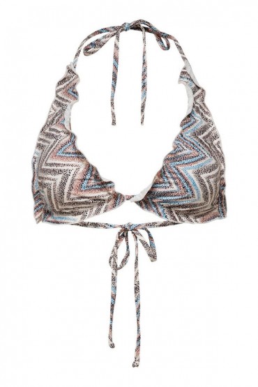 ONLANDREA RUFFLE TIE BIKINI TOP - ΚΑΦΕ