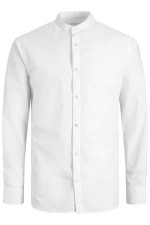 JJJOE SHIRT LS PLAIN MAO - ΛΕΥΚΟ