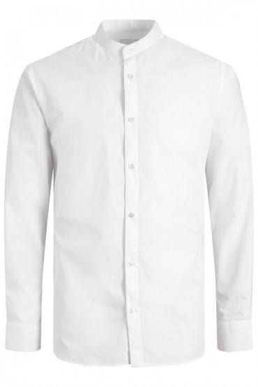 JJJOE SHIRT LS PLAIN MAO - ΛΕΥΚΟ