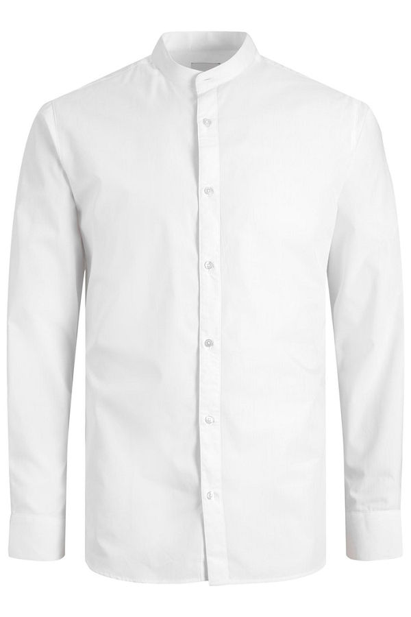 JJJOE SHIRT LS PLAIN MAO - ΛΕΥΚΟ