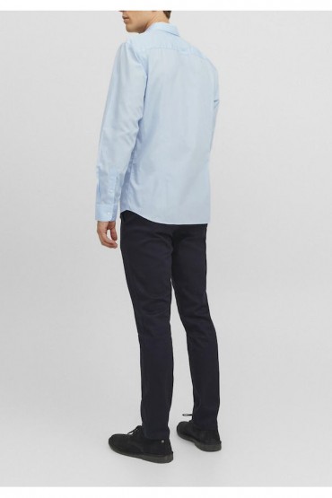 JJJOE SHIRT LS PLAIN - ΜΠΛΕ ΑΝΟΙΧΤΟ