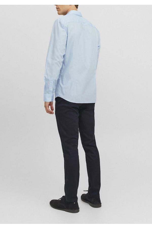 JJJOE SHIRT LS PLAIN - ΜΠΛΕ ΑΝΟΙΧΤΟ