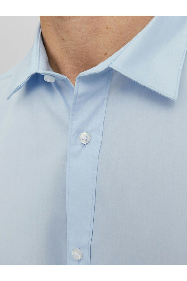 JJJOE SHIRT LS PLAIN - ΜΠΛΕ ΑΝΟΙΧΤΟ