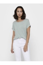 ONLMOSTER STRIPE S/S O-NECK TOP JRS NOOS - ΠΡΑΣΙΝΟ