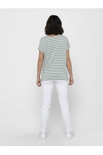 ONLMOSTER STRIPE S/S O-NECK TOP JRS NOOS - ΠΡΑΣΙΝΟ