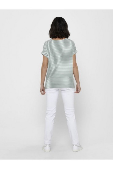 ONLMOSTER STRIPE S/S O-NECK TOP JRS NOOS - ΠΡΑΣΙΝΟ