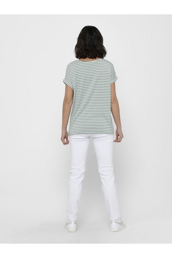 ONLMOSTER STRIPE S/S O-NECK TOP JRS NOOS - ΠΡΑΣΙΝΟ