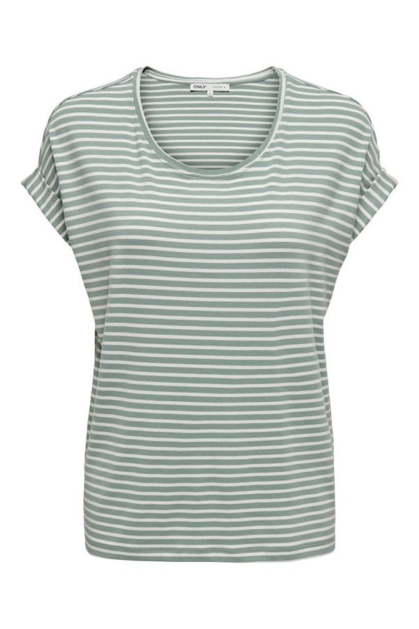 ONLMOSTER STRIPE S/S O-NECK TOP JRS NOOS - ΠΡΑΣΙΝΟ