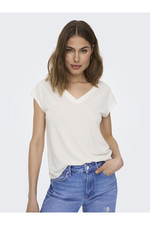 ONLFREE S/S MOD V-NECK TOP JRS NOOS - ΛΕΥΚΟ