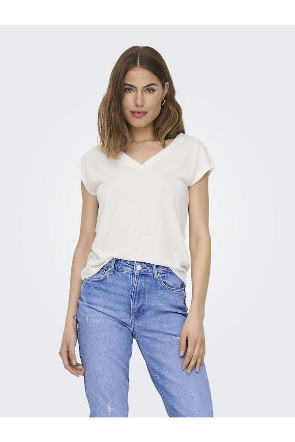 ONLFREE S/S MOD V-NECK TOP JRS NOOS - ΛΕΥΚΟ