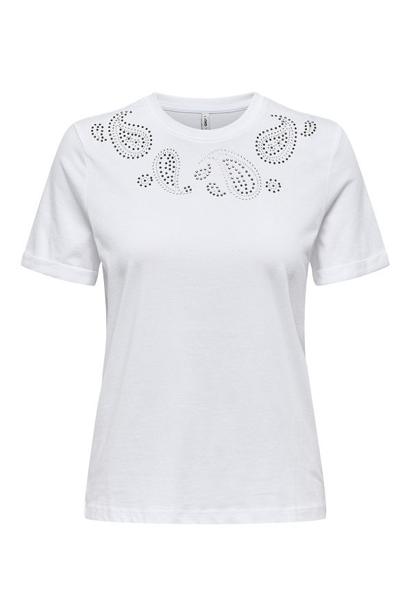 ONHOLLIS LIFE S/S O-NECK TOP BOX JRS - ΛΕΥΚΟ