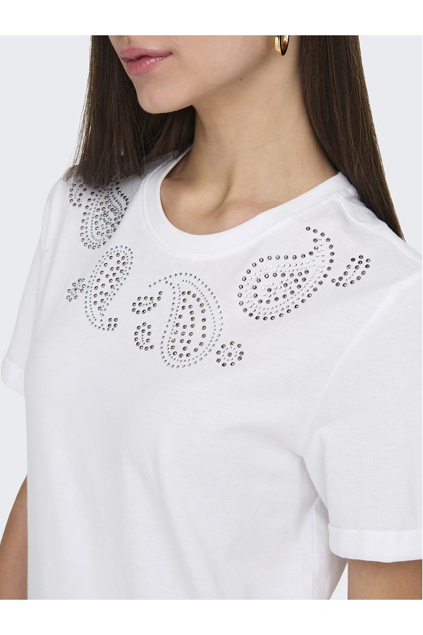 ONHOLLIS LIFE S/S O-NECK TOP BOX JRS - ΛΕΥΚΟ