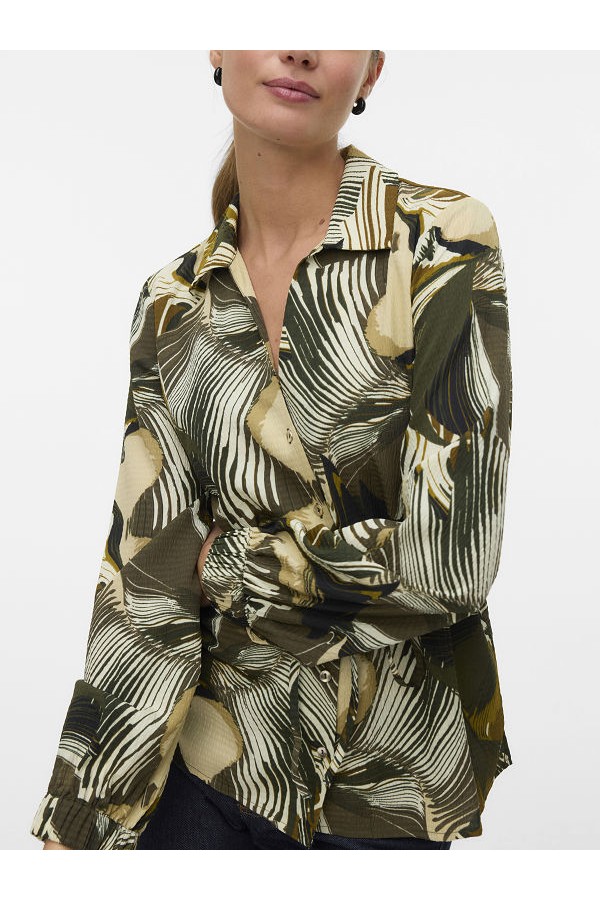 VMRUBY FIE LS BELT SHIRT WVN GA - ΠΡΑΣΙΝΟ