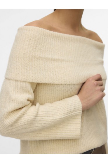 VMARIES LS OFFSHOULDER PULLOVER BF - ΜΠΕΖ