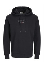 JREBJEANS REBEL PRINT SWEAT HOOD NOOS - ΜΑΥΡΟ