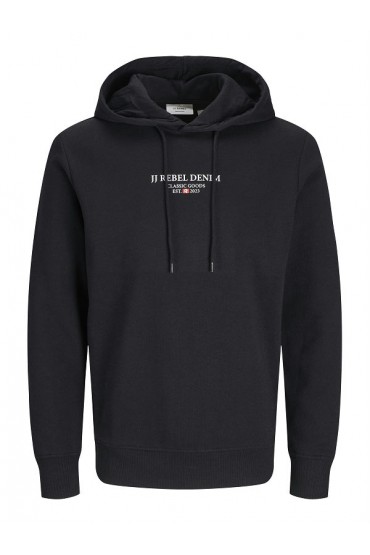 JREBJEANS REBEL PRINT SWEAT HOOD NOOS - ΜΑΥΡΟ