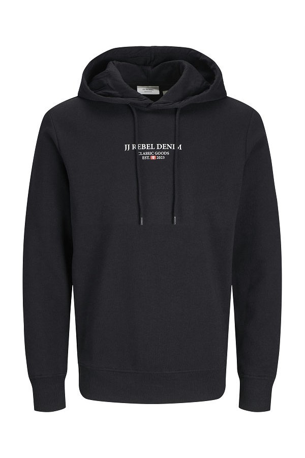 JREBJEANS REBEL PRINT SWEAT HOOD NOOS - ΜΑΥΡΟ