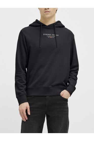 JREBJEANS REBEL PRINT SWEAT HOOD NOOS - ΜΑΥΡΟ