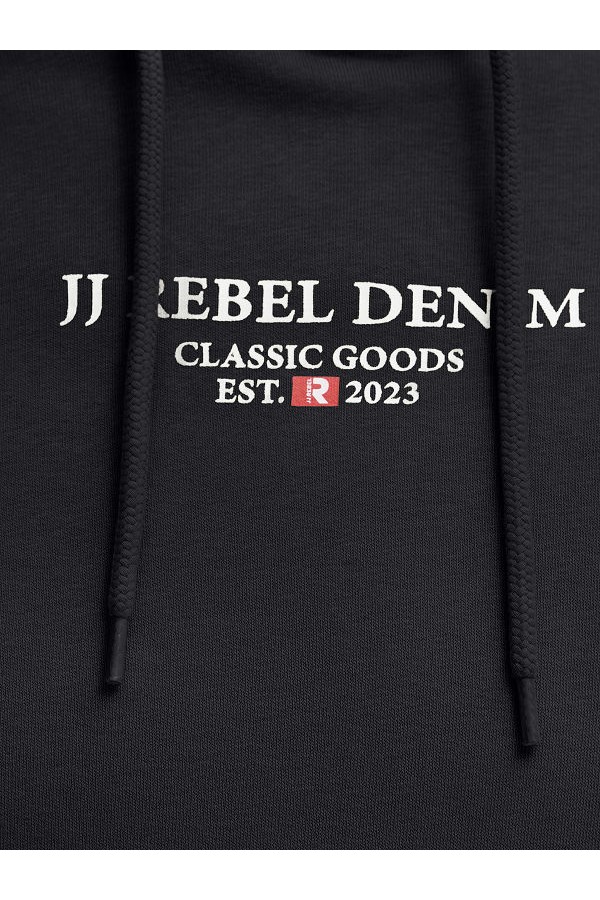 JREBJEANS REBEL PRINT SWEAT HOOD NOOS - ΜΑΥΡΟ