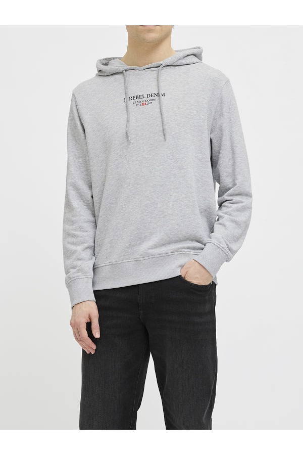 JREBJEANS REBEL PRINT SWEAT HOOD NOOS - ΓΚΡΙ