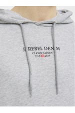 JREBJEANS REBEL PRINT SWEAT HOOD NOOS - ΓΚΡΙ