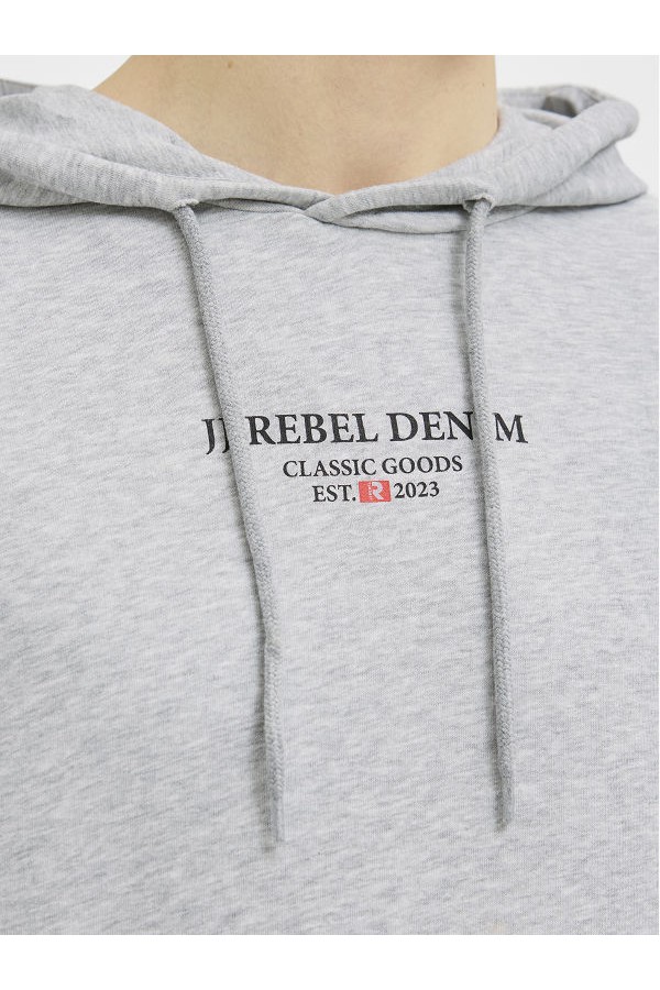 JREBJEANS REBEL PRINT SWEAT HOOD NOOS - ΓΚΡΙ