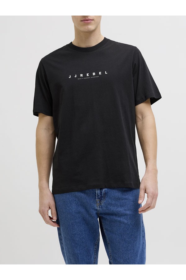 JREBROCKY LOGO TEE SS CREW NECK SN - ΜΑΥΡΟ