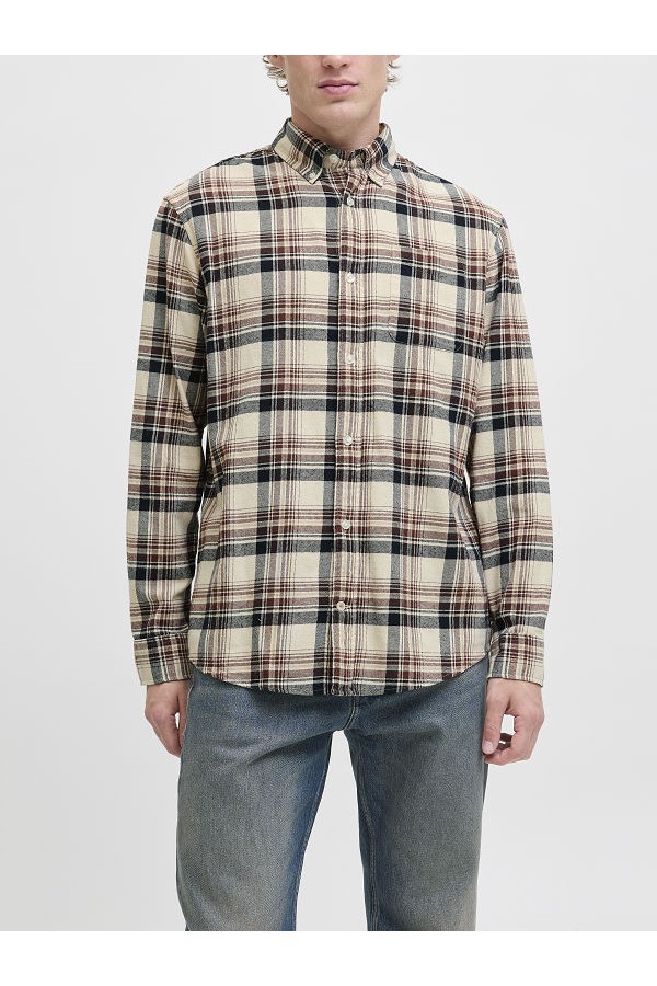 JJECLASSIC FLANNEL CHECK SHIRT LS SN - ΛΕΥΚΟ