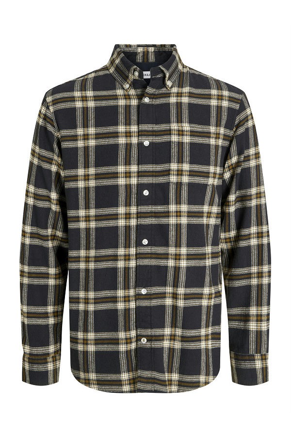 JJECLASSIC FLANNEL CHECK SHIRT LS SN - ΜΑΥΡΟ