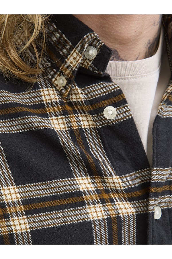 JJECLASSIC FLANNEL CHECK SHIRT LS SN - ΜΑΥΡΟ