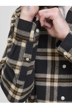 JJECLASSIC FLANNEL CHECK SHIRT LS SN - ΜΑΥΡΟ