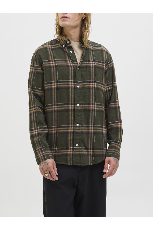 JJECLASSIC FLANNEL CHECK SHIRT LS SN - ΠΡΑΣΙΝΟ