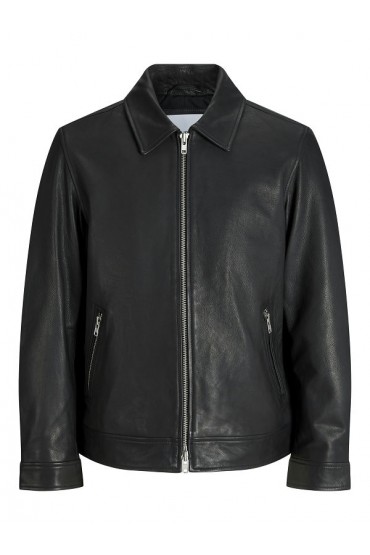 JJECASABLANCA LEATHER JACKET LN - ΜΑΥΡΟ
