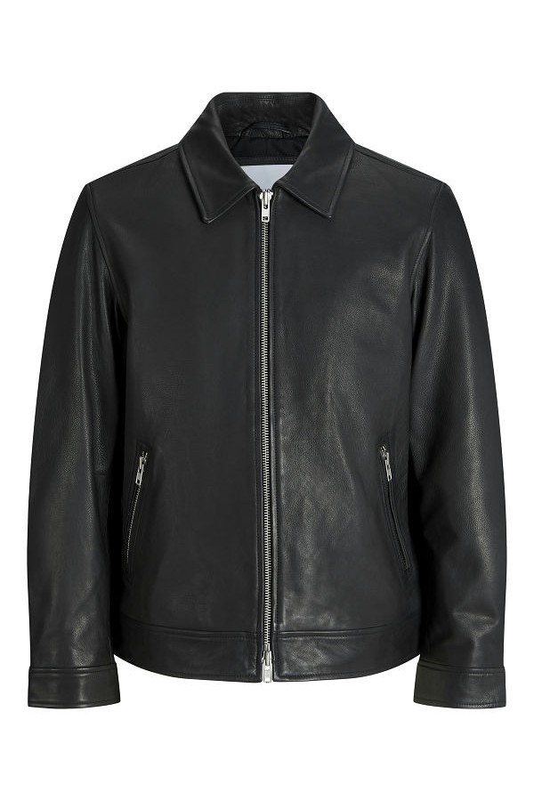 JJECASABLANCA LEATHER JACKET LN - ΜΑΥΡΟ