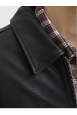 JJECASABLANCA LEATHER JACKET LN - ΜΑΥΡΟ