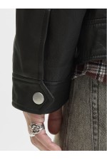 JJECASABLANCA LEATHER JACKET LN - ΜΑΥΡΟ