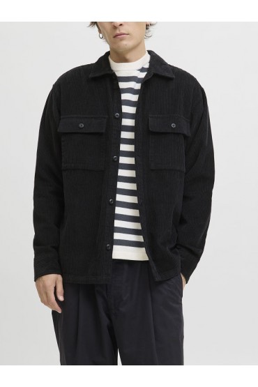 JJEPERFECT CORDUROY OVERSHIRT LS SN - ΜΑΥΡΟ