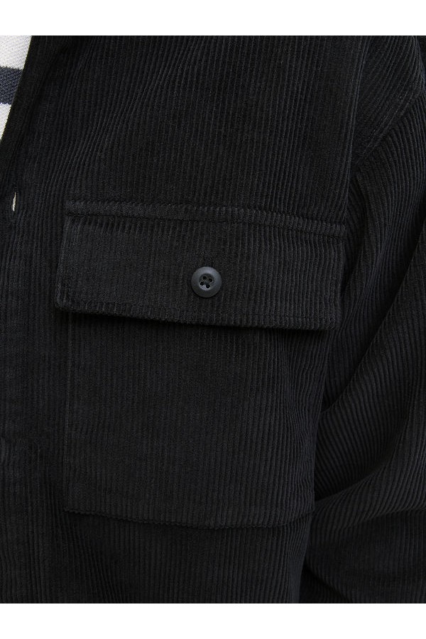 JJEPERFECT CORDUROY OVERSHIRT LS SN - ΜΑΥΡΟ