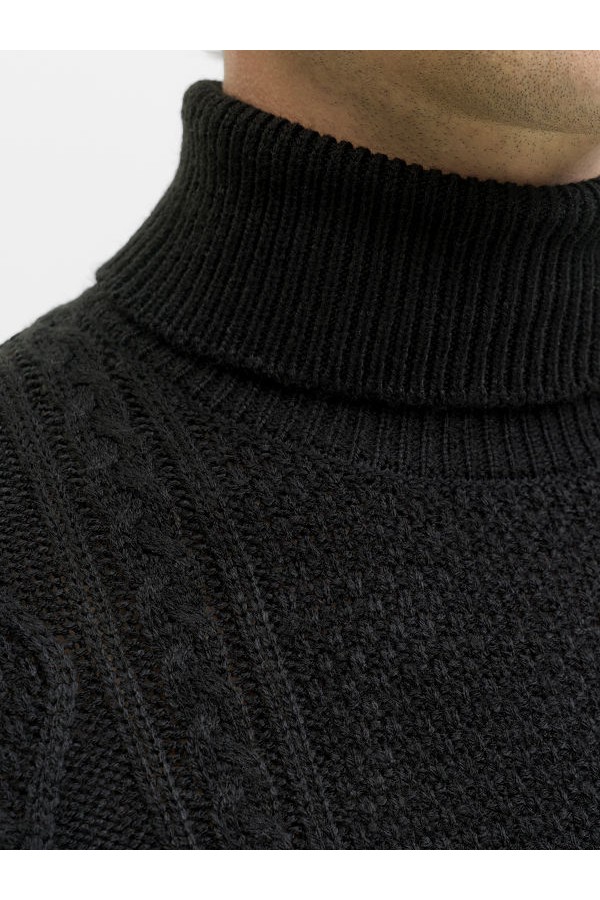 JREBJOSH KNIT ROLL NECK - ΜΑΥΡΟ