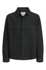 JPRBLARICK WAFFEL OVERSHIRT L/S SHIRT - ΜΑΥΡΟ