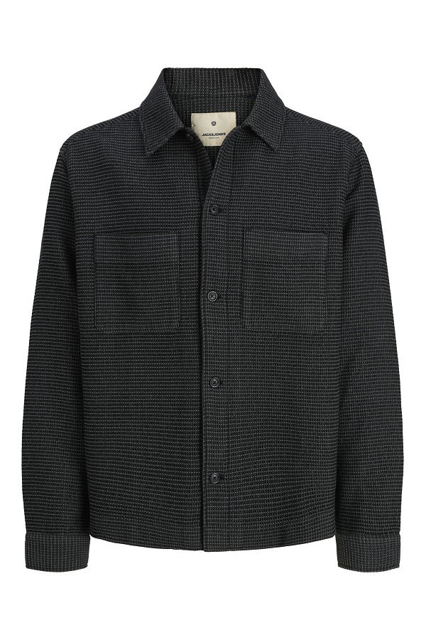 JPRBLARICK WAFFEL OVERSHIRT L/S SHIRT - ΜΑΥΡΟ