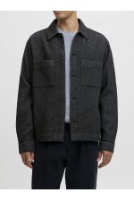 JPRBLARICK WAFFEL OVERSHIRT L/S SHIRT - ΜΑΥΡΟ
