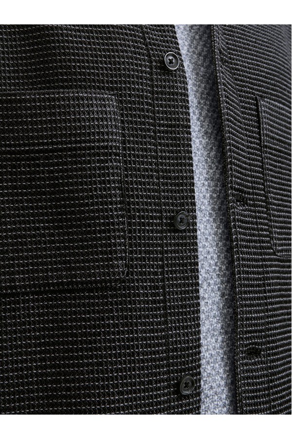 JPRBLARICK WAFFEL OVERSHIRT L/S SHIRT - ΜΑΥΡΟ