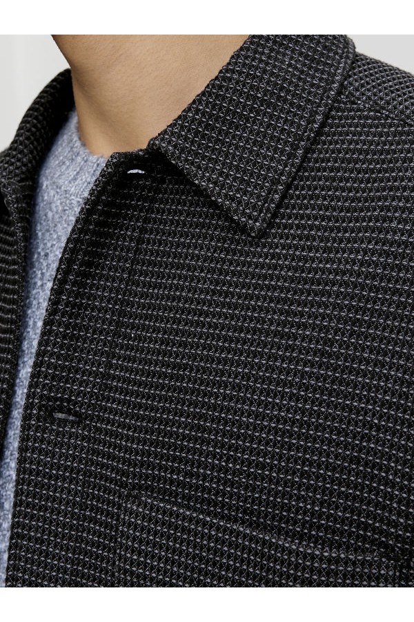 JPRBLARICK WAFFEL OVERSHIRT L/S SHIRT - ΜΑΥΡΟ