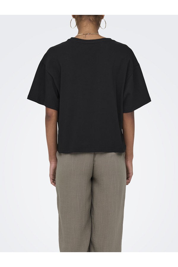 ONLTERZA S/S O-NECK TOP BOX JRS - ΜΑΥΡΟ