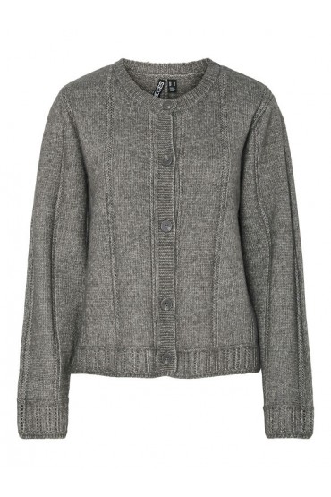 PCORLY LS O-NECK KNIT CARDIGAN PWP BC - ΓΚΡΙ