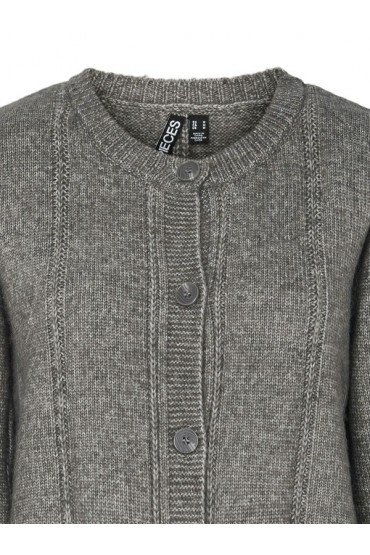 PCORLY LS O-NECK KNIT CARDIGAN PWP BC - ΓΚΡΙ