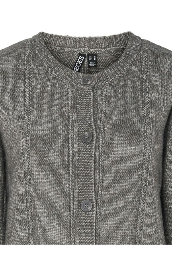 PCORLY LS O-NECK KNIT CARDIGAN PWP BC - ΓΚΡΙ
