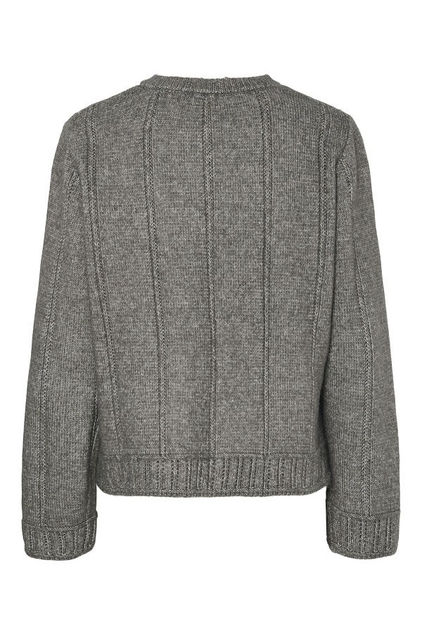 PCORLY LS O-NECK KNIT CARDIGAN PWP BC - ΓΚΡΙ