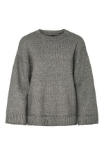 PCORLY LS O-NECK OVERSIZE KNIT PWP BC - ΓΚΡΙ